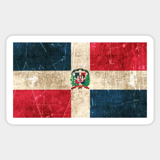 Vintage Aged and Scratched Dominican Flag Sticker by jeffbartels